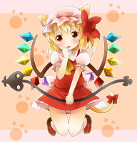 933538 - animal_ears blonde_hair blush cat_ears cat_tail dress flandre_scarlet hand_to_mouth hat kemonomimi_mode laevatein michii_yuuki necktie open_mouth red_eyes ribbon side_ponytail solo tail tail_ribbon touhou wings.png