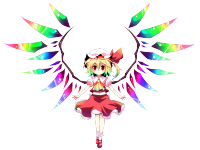 599140 - absurdres bell_(artist) blonde_hair flandre_scarlet gradient_hair hat hat_ribbon highres multicolored_hair ponytail red_eyes ribbon short_hair side_ponytail solo standing touhou transparent_background wings.png