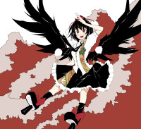 Gelbooru 644401 black_hair black_wings geta hat red_eyes shameimaru_aya short_hair tokin_hat touhou wings highres.png