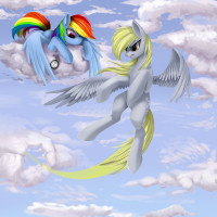 619946__safe_rainbow+dash_derpy+hooves_cloud_flyin.png